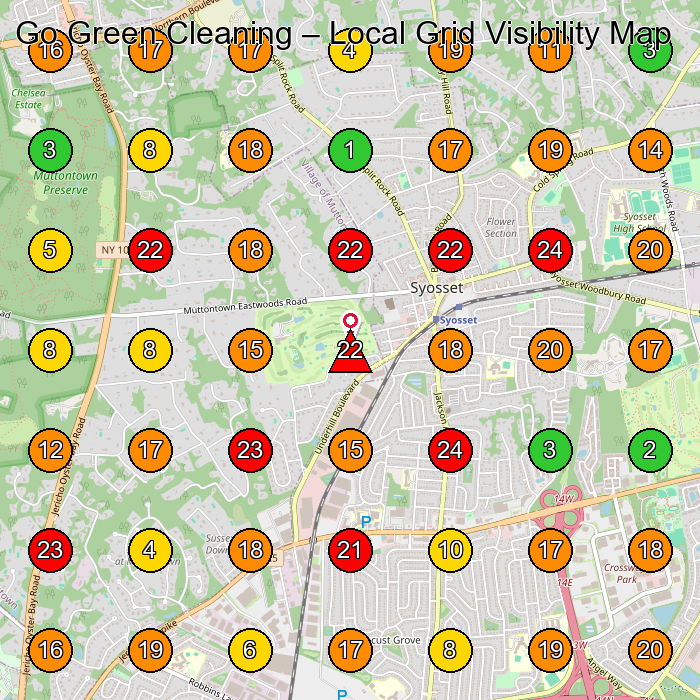 Go Green Cleaning Commercial Cleaning Service GeoGrid ranking map for Syosset NY
